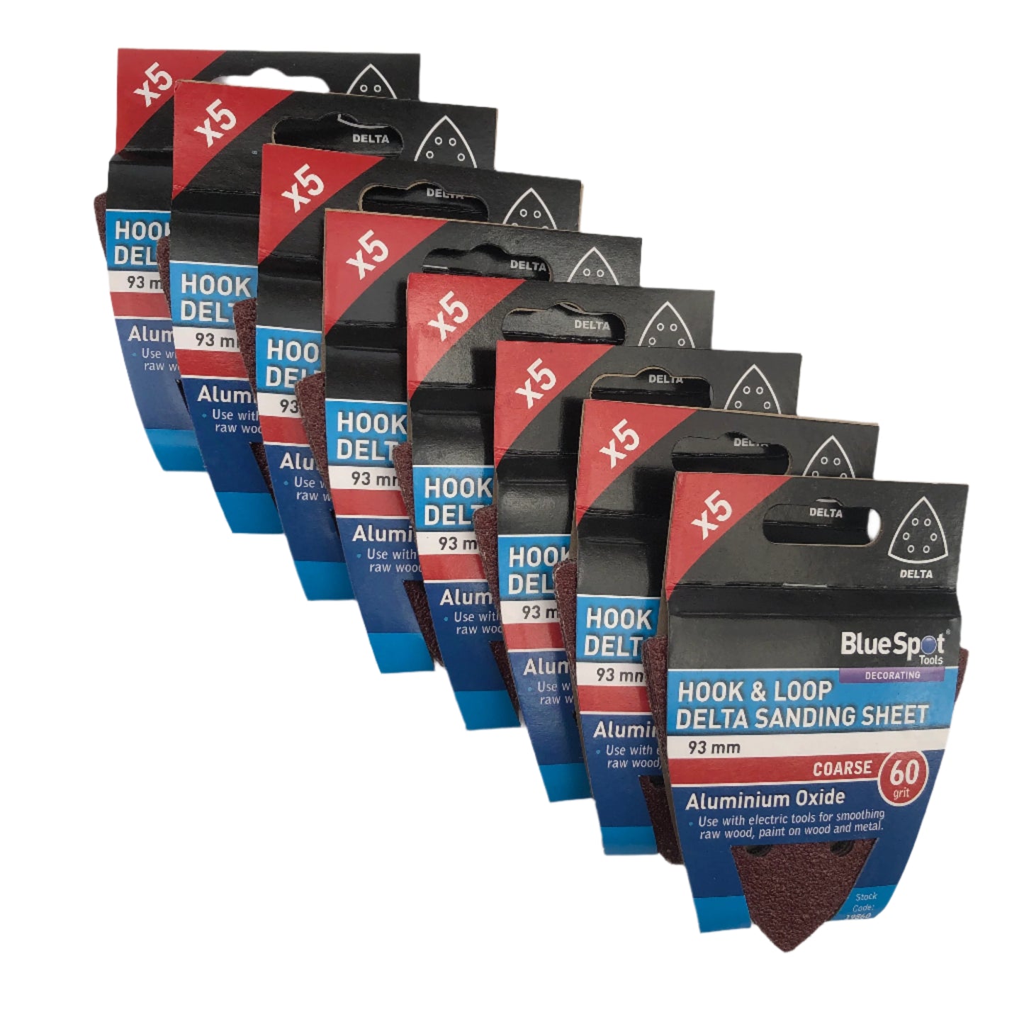 BLUE SPOT TOOLS 93MM 5 PACK 60 GRIT DELTA SANDING SHEETS