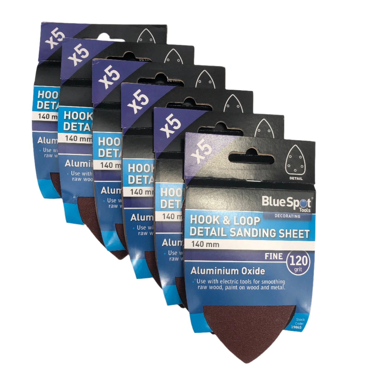 BLUE SPOT TOOLS 140MM 5 PACK 120 GRIT DETAIL SANDING SHEETS