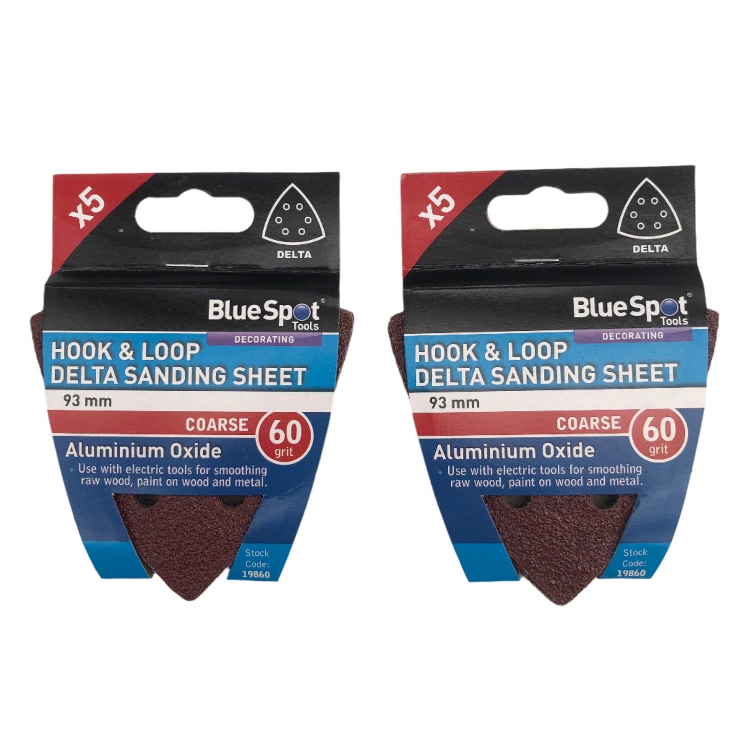 BLUE SPOT TOOLS 93MM 5 PACK 60 GRIT DELTA SANDING SHEETS