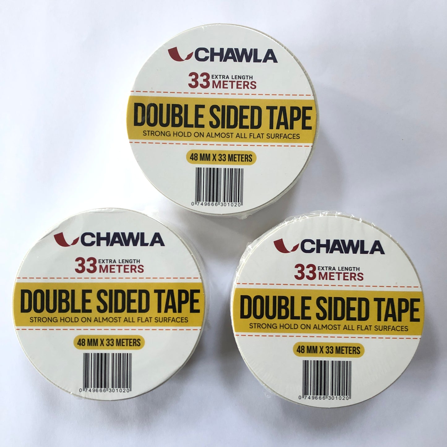 Double Sided Tape Clear Tape Strong Grip DIY Craft Adhesive 48MM x 33M x 3 Rolls