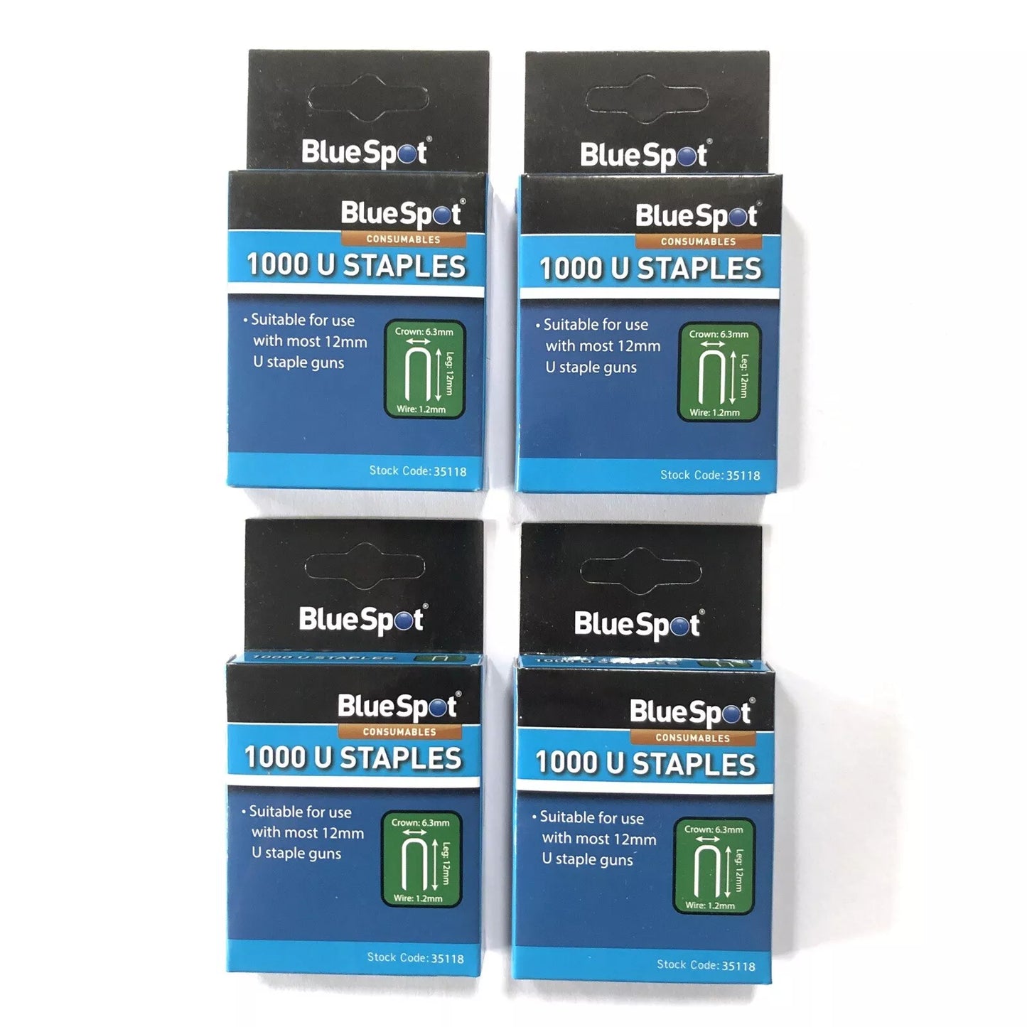 Blue Spot 12mm U-shape Staples Staple Gun Leg 12mm Crown 6.5mm Wire 1.2mm