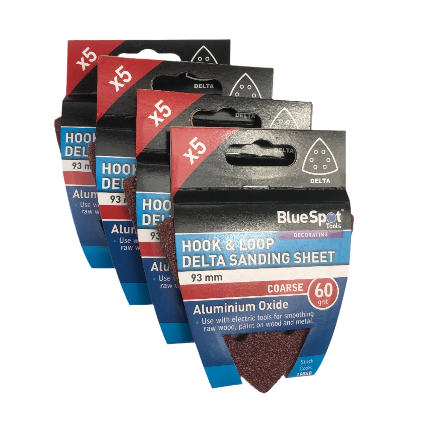 BLUE SPOT TOOLS 93MM 5 PACK 60 GRIT DELTA SANDING SHEETS