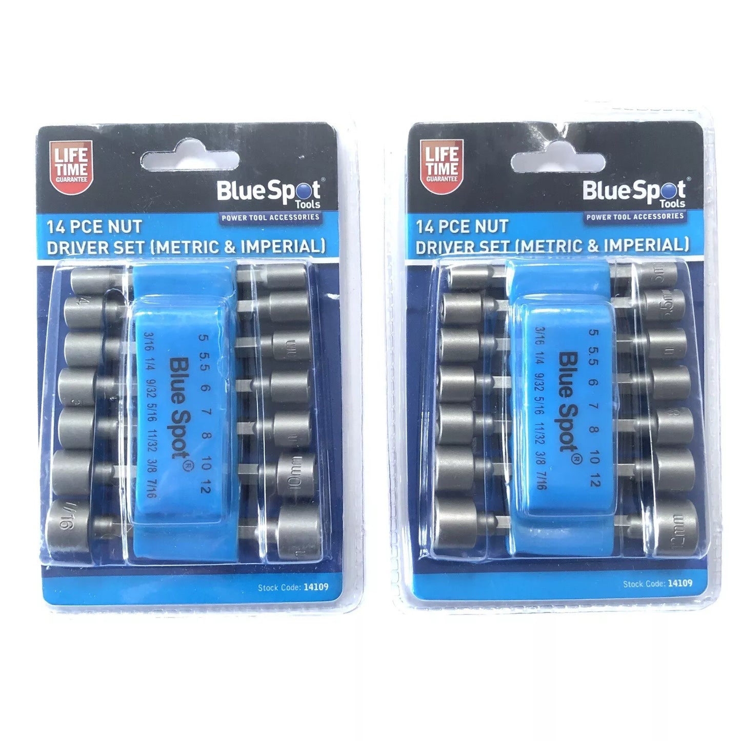 Blue Spot 14Pc Nut Driver Set Drill Driver Socket Nuts Hex Bolts Screws Metric Imperial