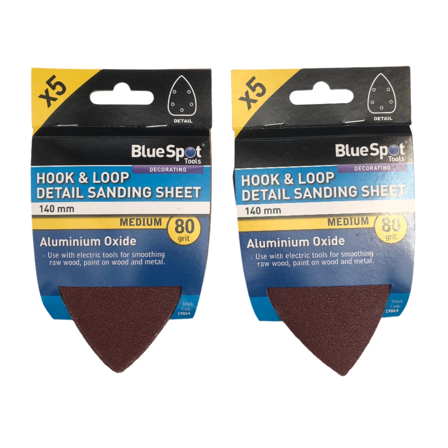 BLUE SPOT TOOLS 140MM 5 PACK 80 GRIT DETAIL SANDING SHEETS