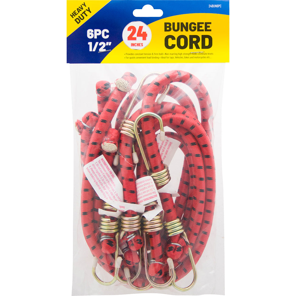 Bungees - 6 Heavy Duty Bungee Cords 60cm / 24" Long