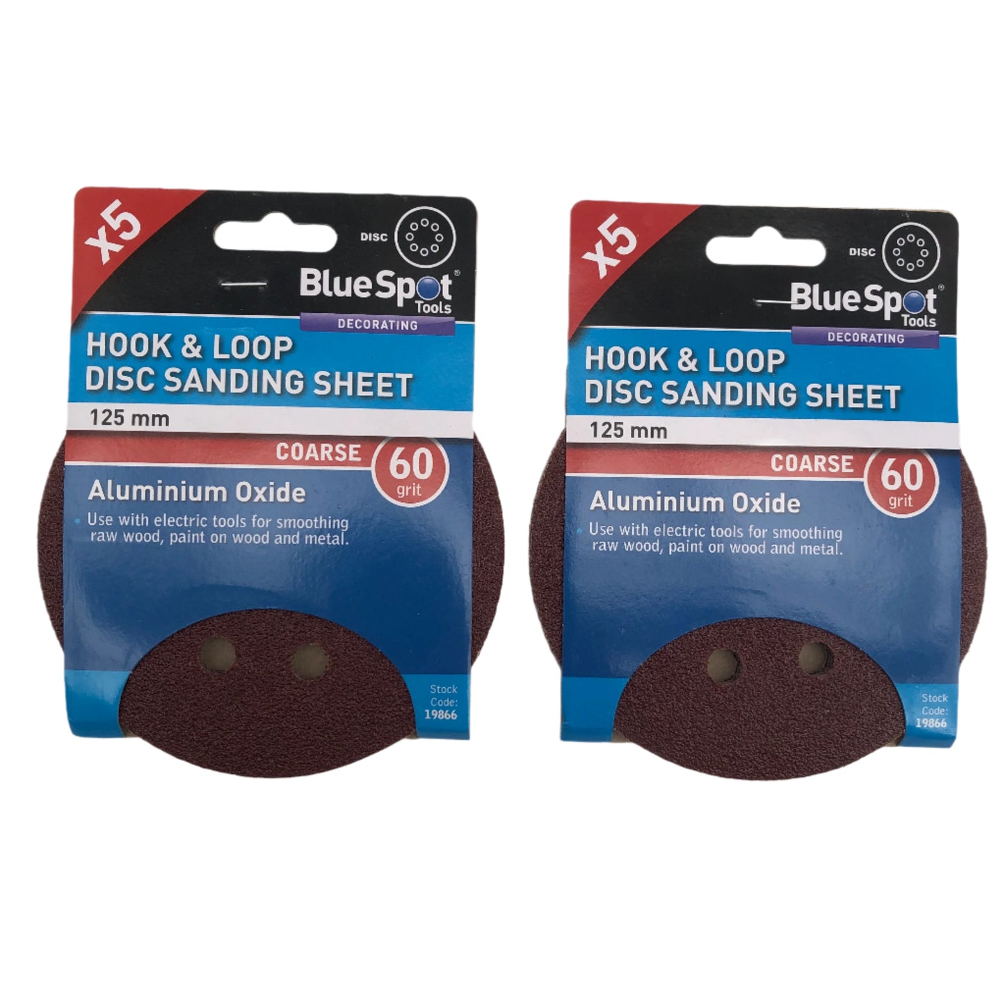BLUE SPOT TOOLS 125MM 5 PACK 60 GRIT DISC SANDING SHEETS
