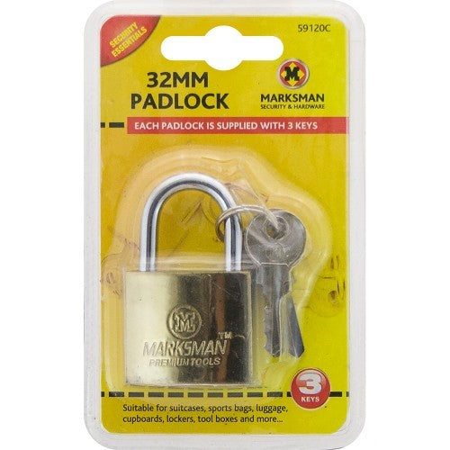 Marksman 32mm Padlock Suitcase Sports Bag Luggage Cupboards Lockers Tool Boxes Bag Travel