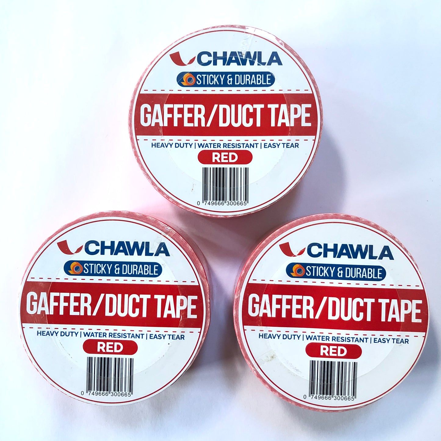 Red 48MM X 50M Duck Duct Gaffa Gaffer Waterproof Strong Cloth Tape x 3 Rolls DIY