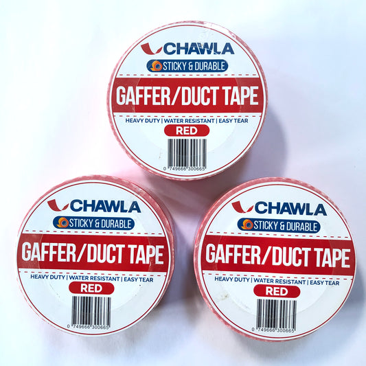 Red 48MM X 50M Duck Duct Gaffa Gaffer Waterproof Strong Cloth Tape x 3 Rolls DIY