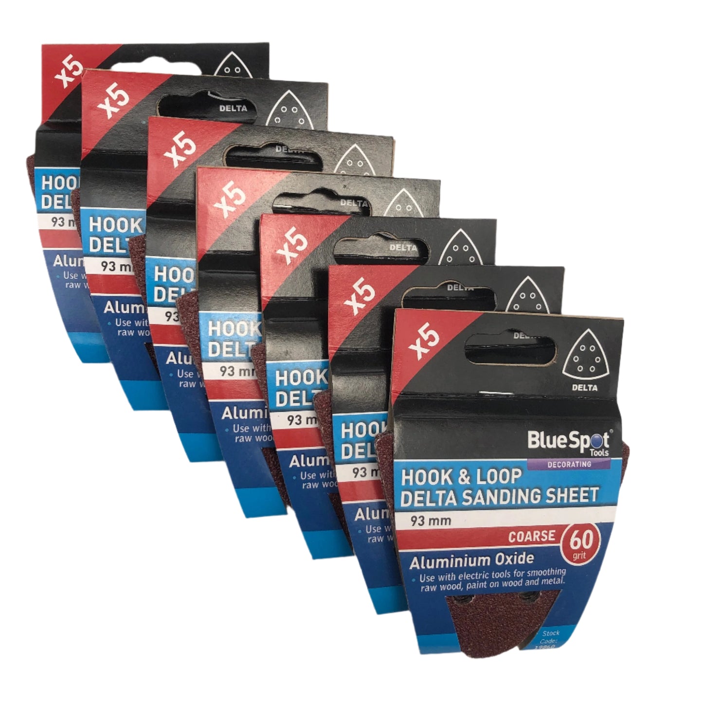 BLUE SPOT TOOLS 93MM 5 PACK 60 GRIT DELTA SANDING SHEETS
