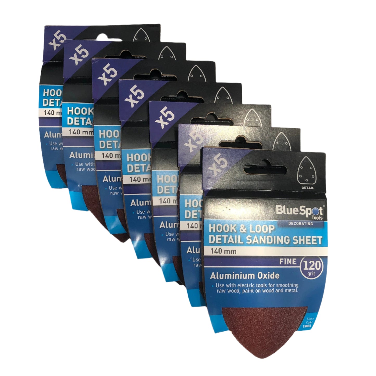 BLUE SPOT TOOLS 140MM 5 PACK 120 GRIT DETAIL SANDING SHEETS