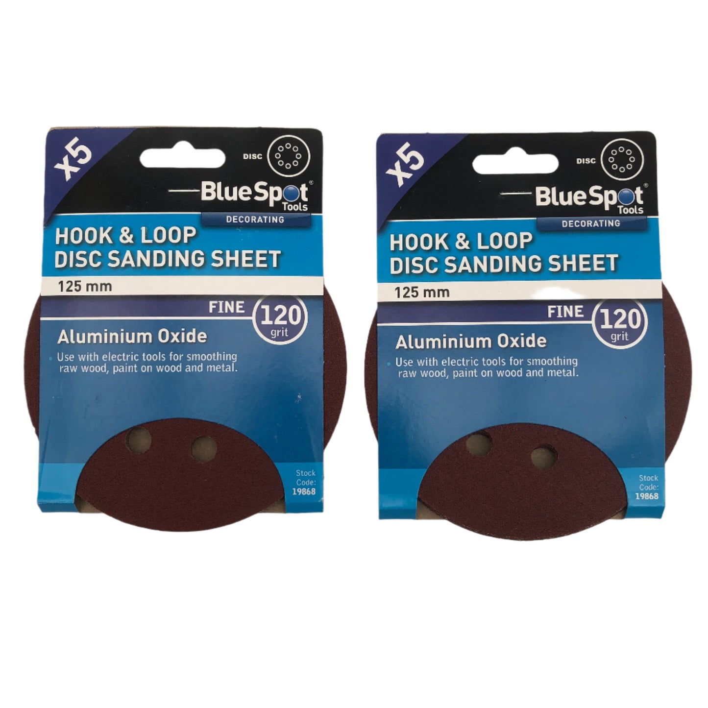 BLUE SPOT TOOLS 125MM 5 PACK 120 GRIT DISC SANDING SHEETS