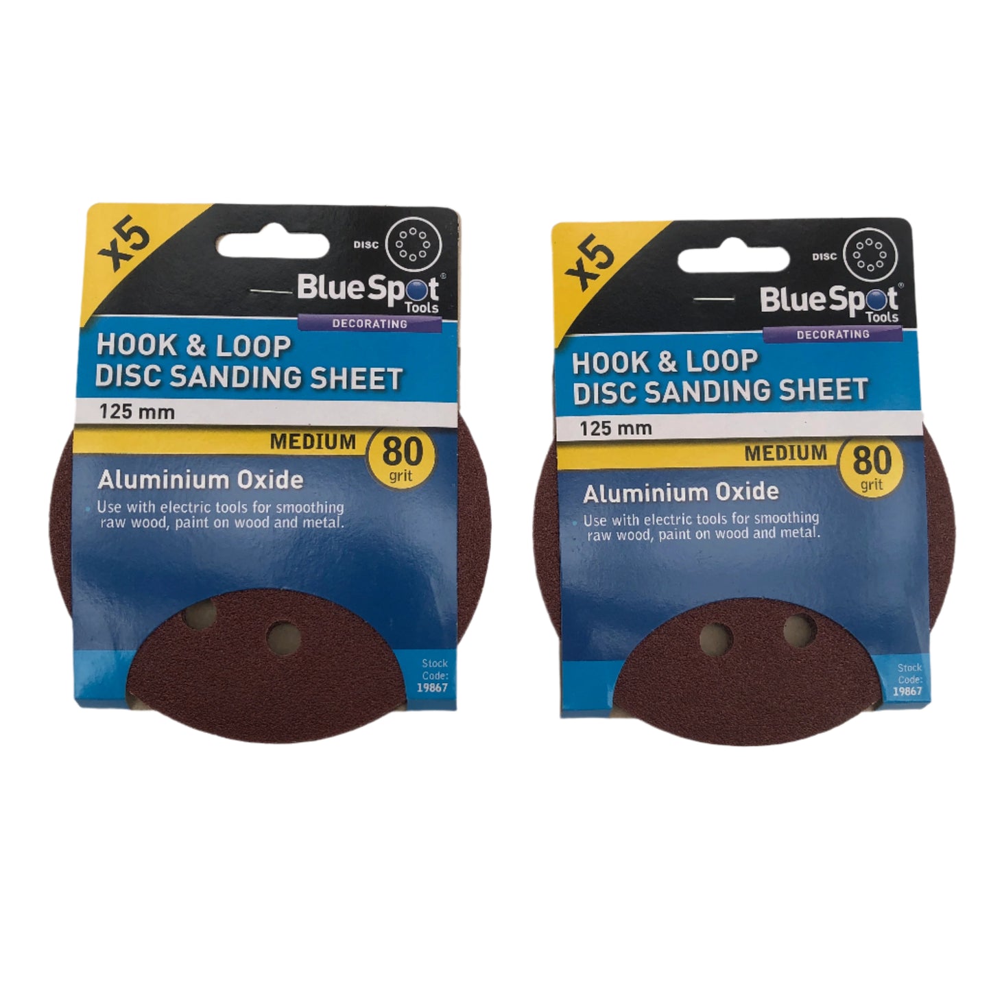BLUE SPOT TOOLS 125MM 5 PACK 80 GRIT DISC SANDING SHEETS