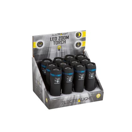 Electralight 1W LED Rubber Zoom Torch, With Batteries