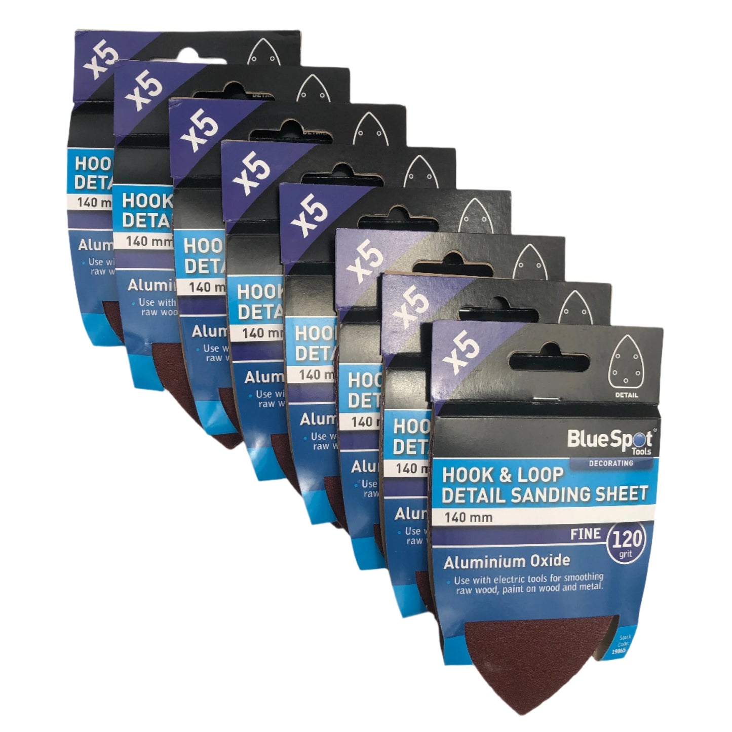 BLUE SPOT TOOLS 140MM 5 PACK 120 GRIT DETAIL SANDING SHEETS