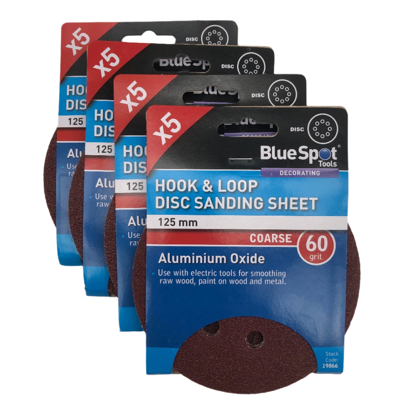 BLUE SPOT TOOLS 125MM 5 PACK 60 GRIT DISC SANDING SHEETS