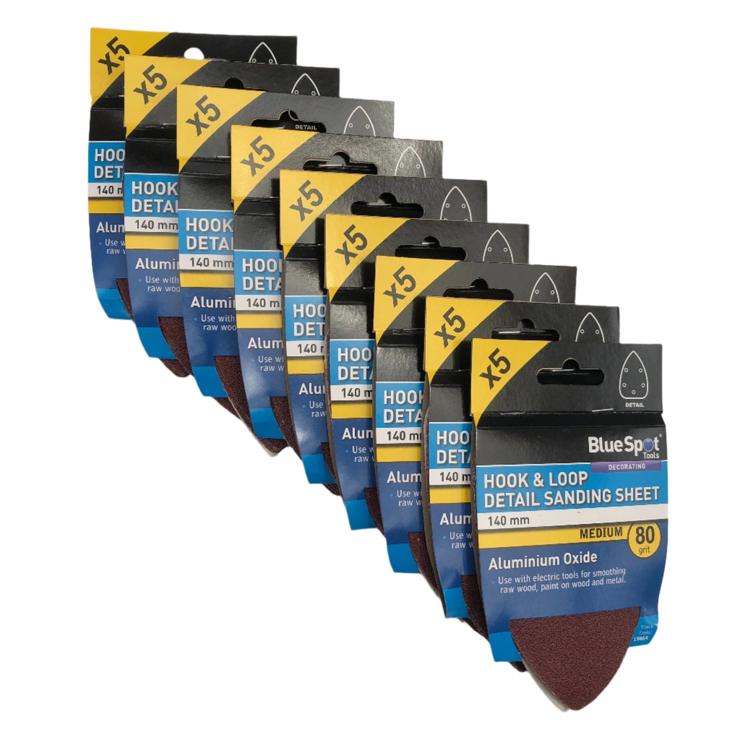 BLUE SPOT TOOLS 140MM 5 PACK 80 GRIT DETAIL SANDING SHEETS