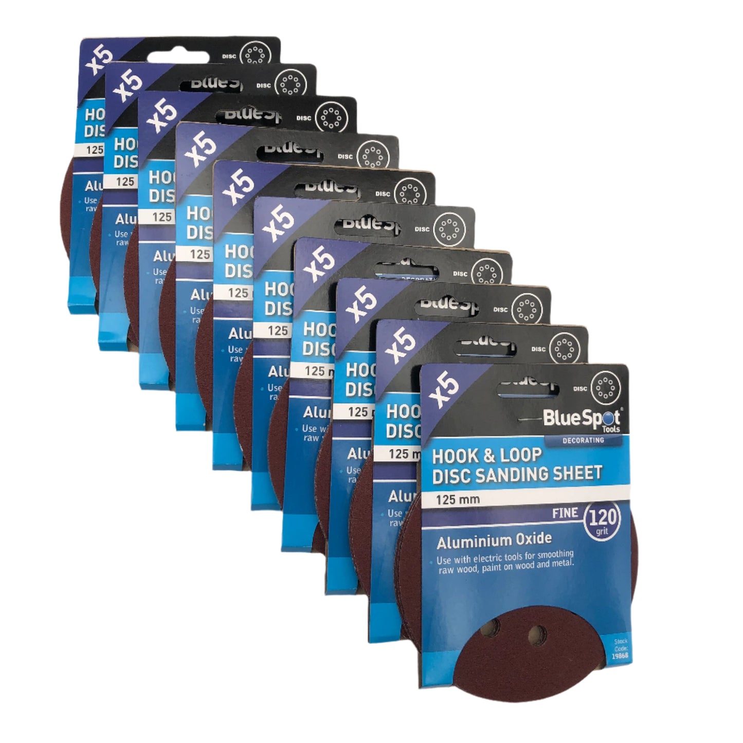 BLUE SPOT TOOLS 125MM 5 PACK 120 GRIT DISC SANDING SHEETS