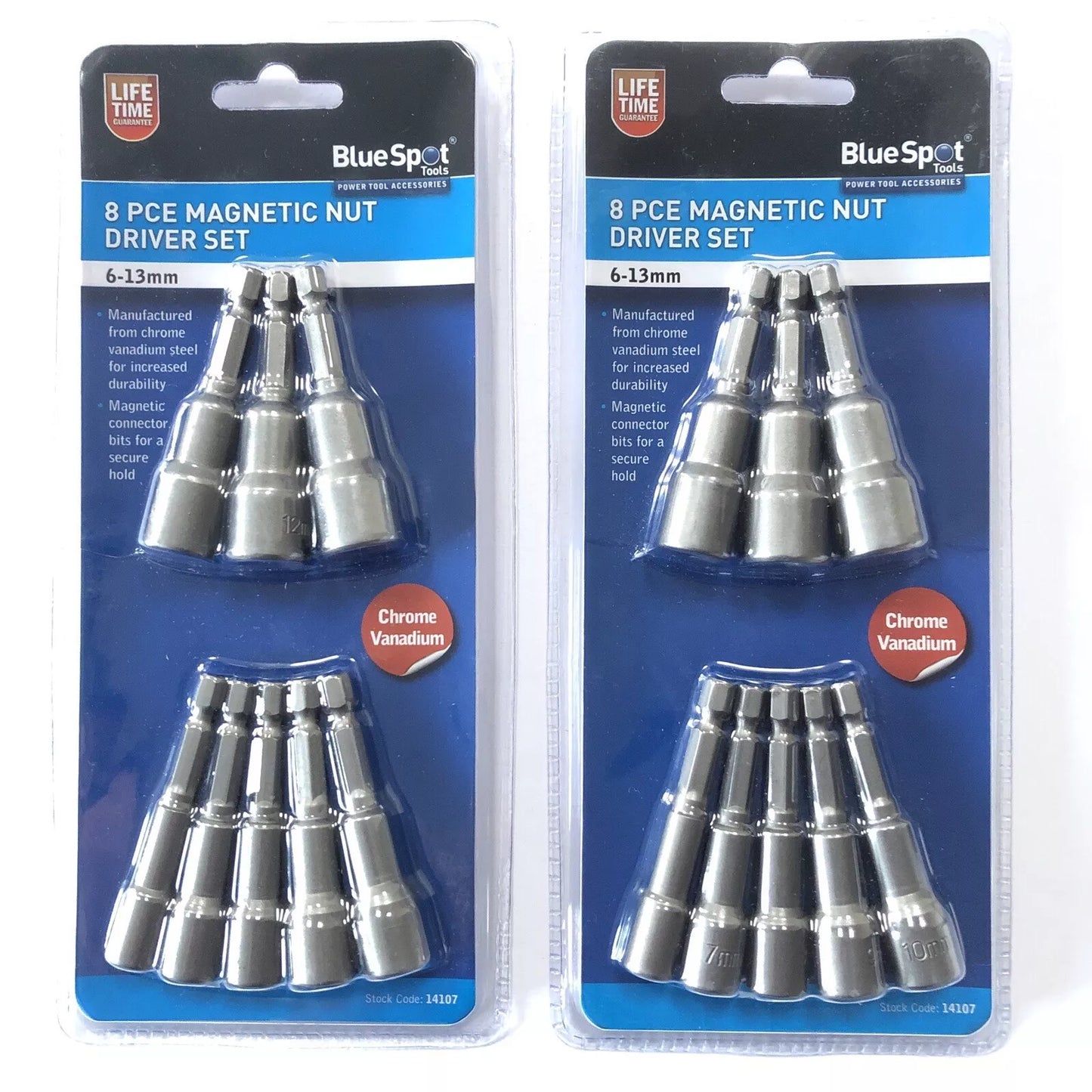 Blue Spot 8pc Magnetic Nut Driver Set 6 - 13mm 1/4" Hex Drive Drill To Nut & Bolt Drivers