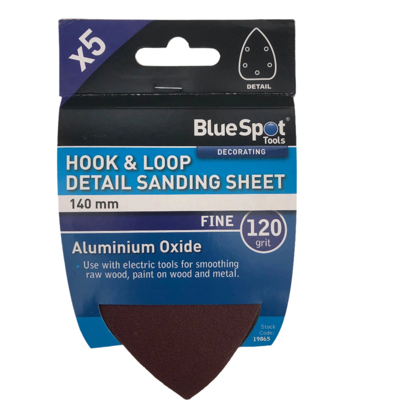 BLUE SPOT TOOLS 140MM 5 PACK 120 GRIT DETAIL SANDING SHEETS