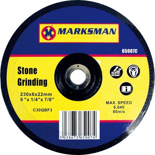 Marksman 6 x 9" Stone Grinding Discs Wheel 230mm Angle Grinder Depressed Centre Masonry