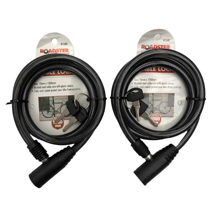 Roadster Bike Lock with Keys 1000mm Heavy Duty Strong Steel Bicycle Security Cable Core