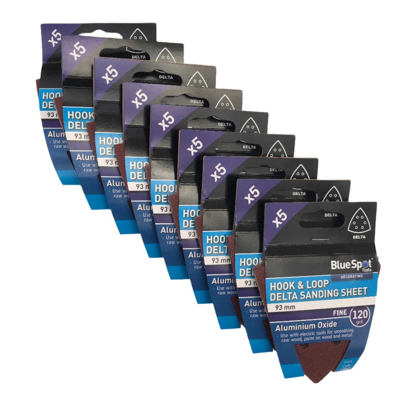 BLUE SPOT TOOLS 93MM 5 PACK 120 GRIT DELTA SANDING SHEETS