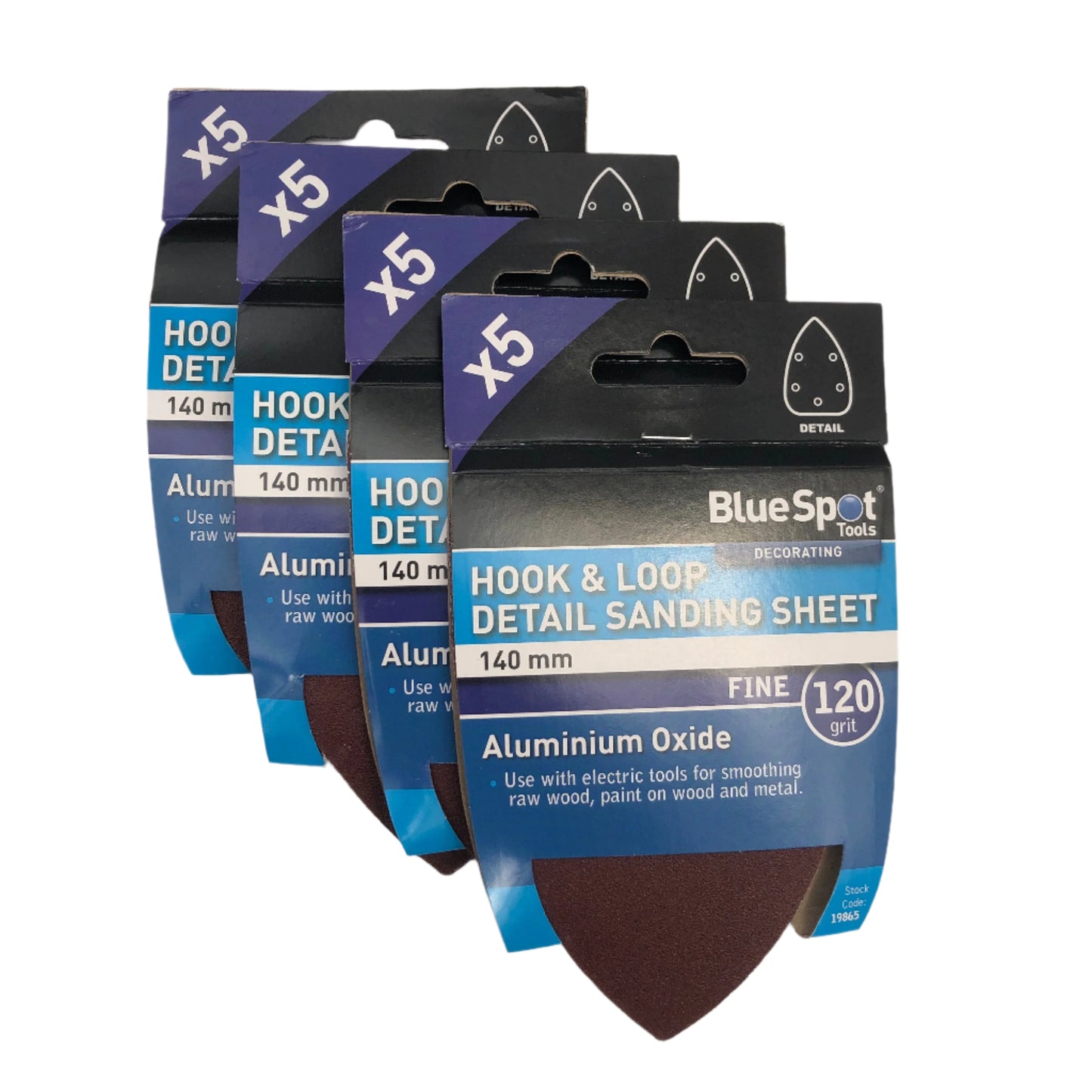 BLUE SPOT TOOLS 140MM 5 PACK 120 GRIT DETAIL SANDING SHEETS