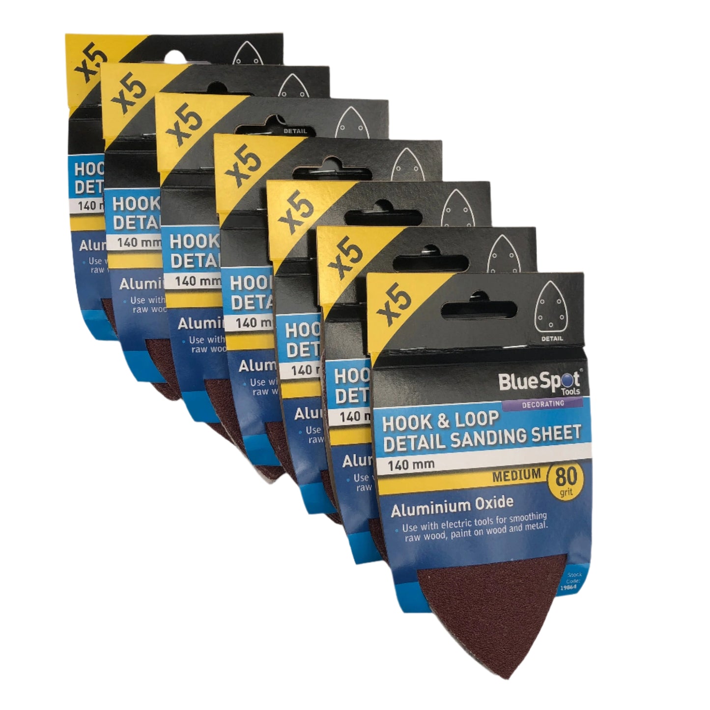 BLUE SPOT TOOLS 140MM 5 PACK 80 GRIT DETAIL SANDING SHEETS