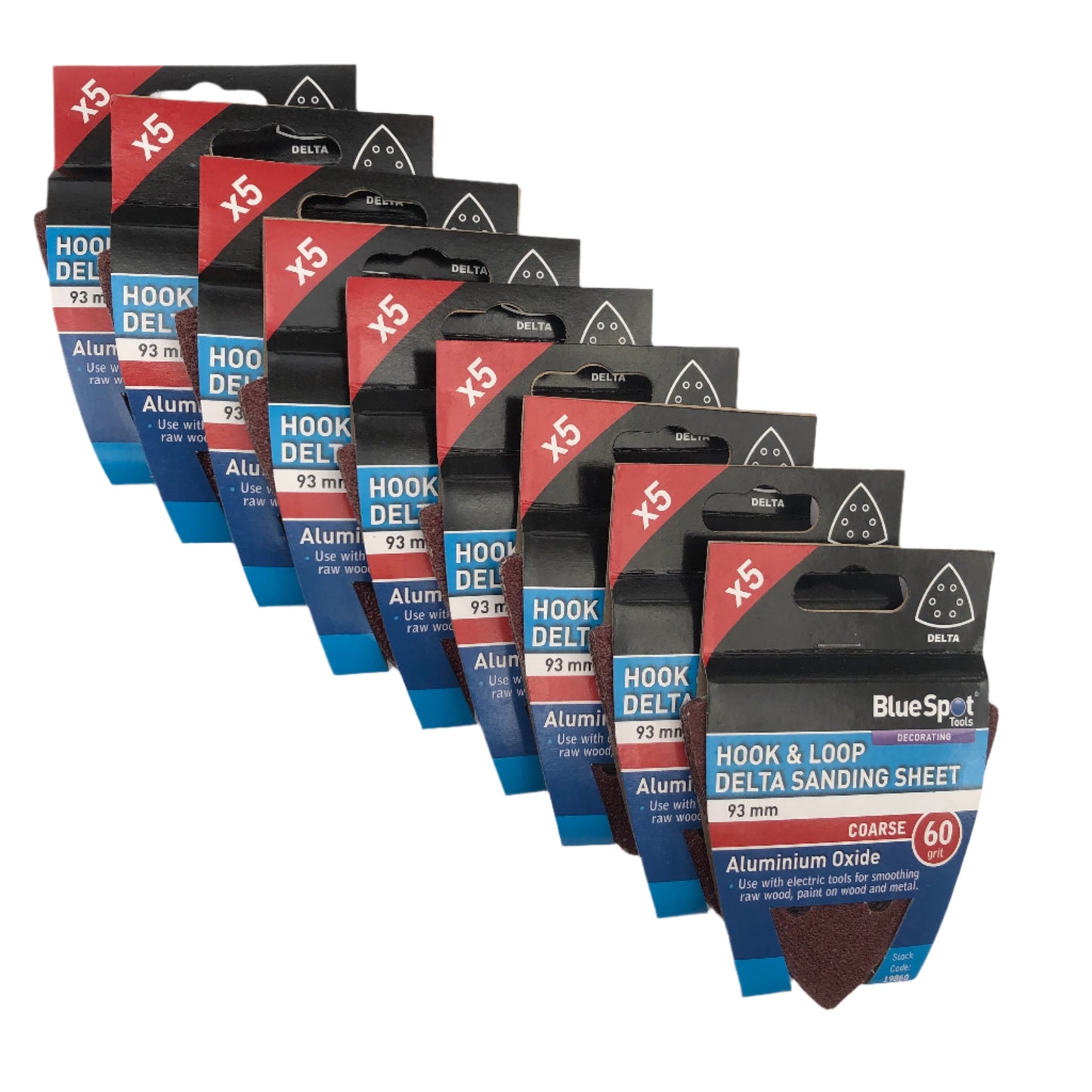 BLUE SPOT TOOLS 93MM 5 PACK 60 GRIT DELTA SANDING SHEETS