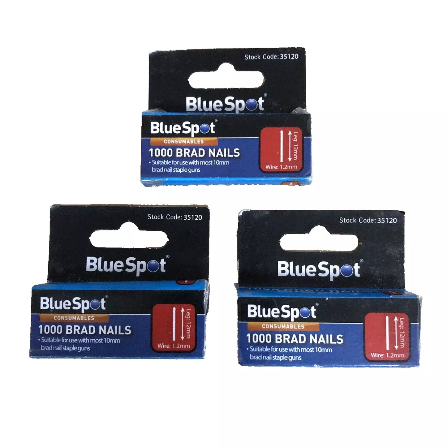 Blue Spot 10mm Brad Nails x 1,000 Pcs Staple Gun Leg 10mm Nail Brads Shank Guns DIY Trade