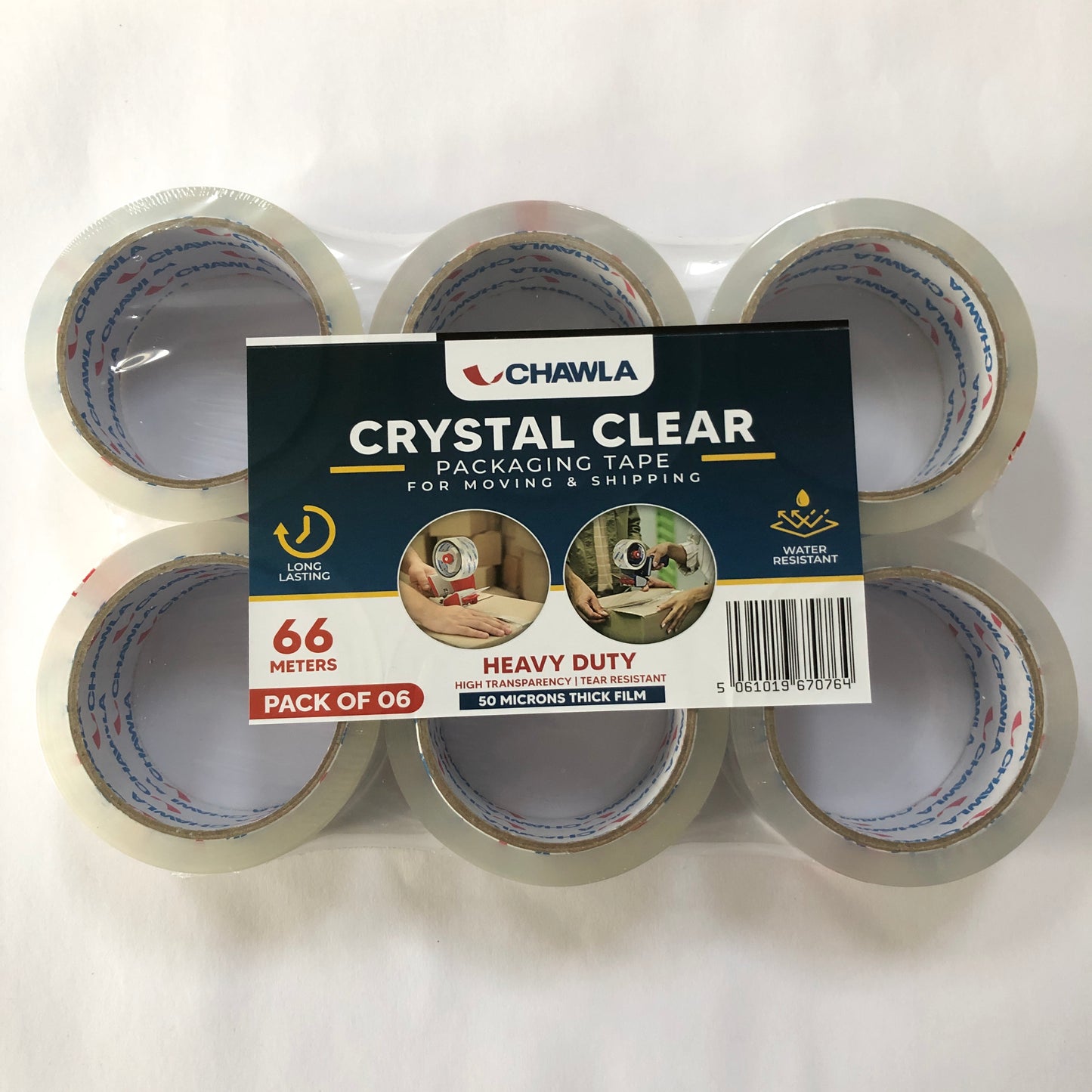 Clear Parcel Tape Strong Packing Packaging Carton Sealing 48mm x 66m x 6 Rolls