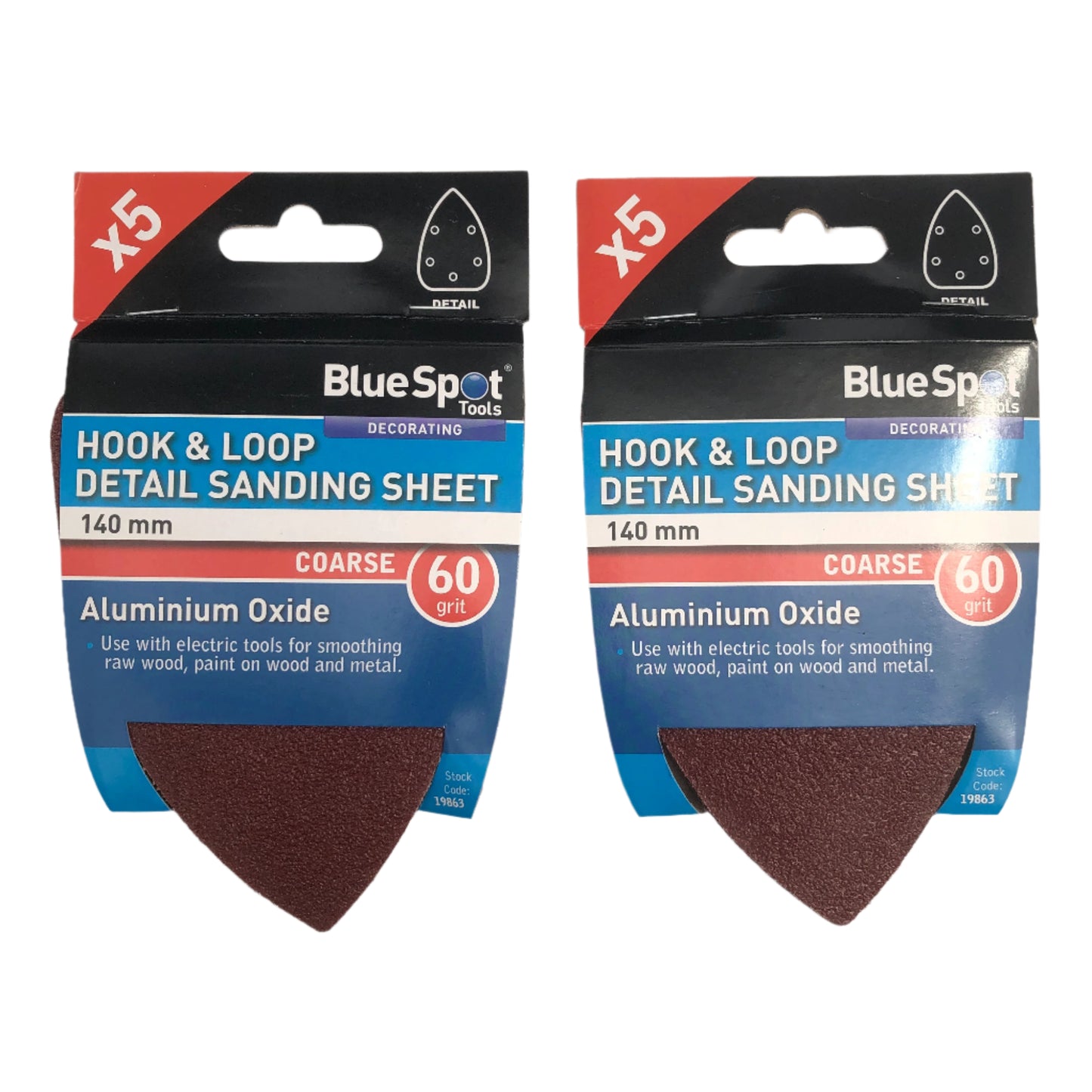 BLUE SPOT TOOLS 140MM 5 PACK 60 GRIT DETAIL SANDING SHEETS