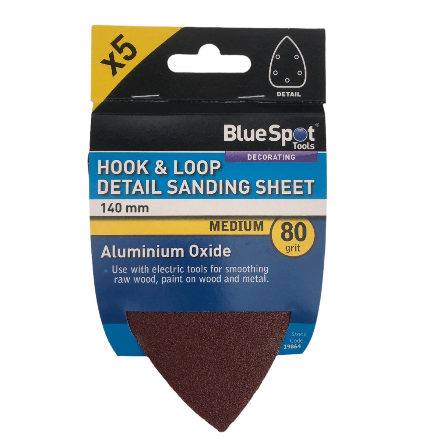 BLUE SPOT TOOLS 140MM 5 PACK 80 GRIT DETAIL SANDING SHEETS