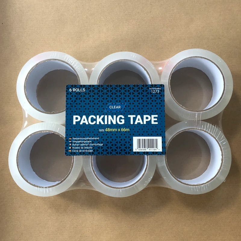 Clear Parcel Tape Strong Packing Packaging Carton Sealing 48mm x 66m x 6 Rolls