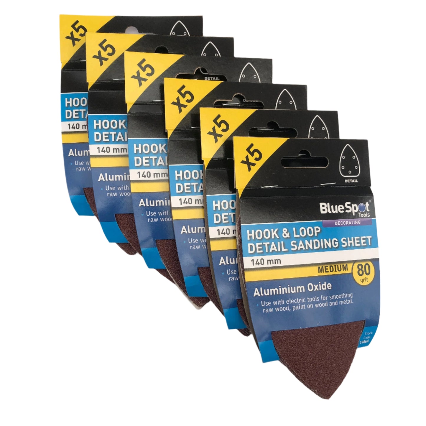 BLUE SPOT TOOLS 140MM 5 PACK 80 GRIT DETAIL SANDING SHEETS