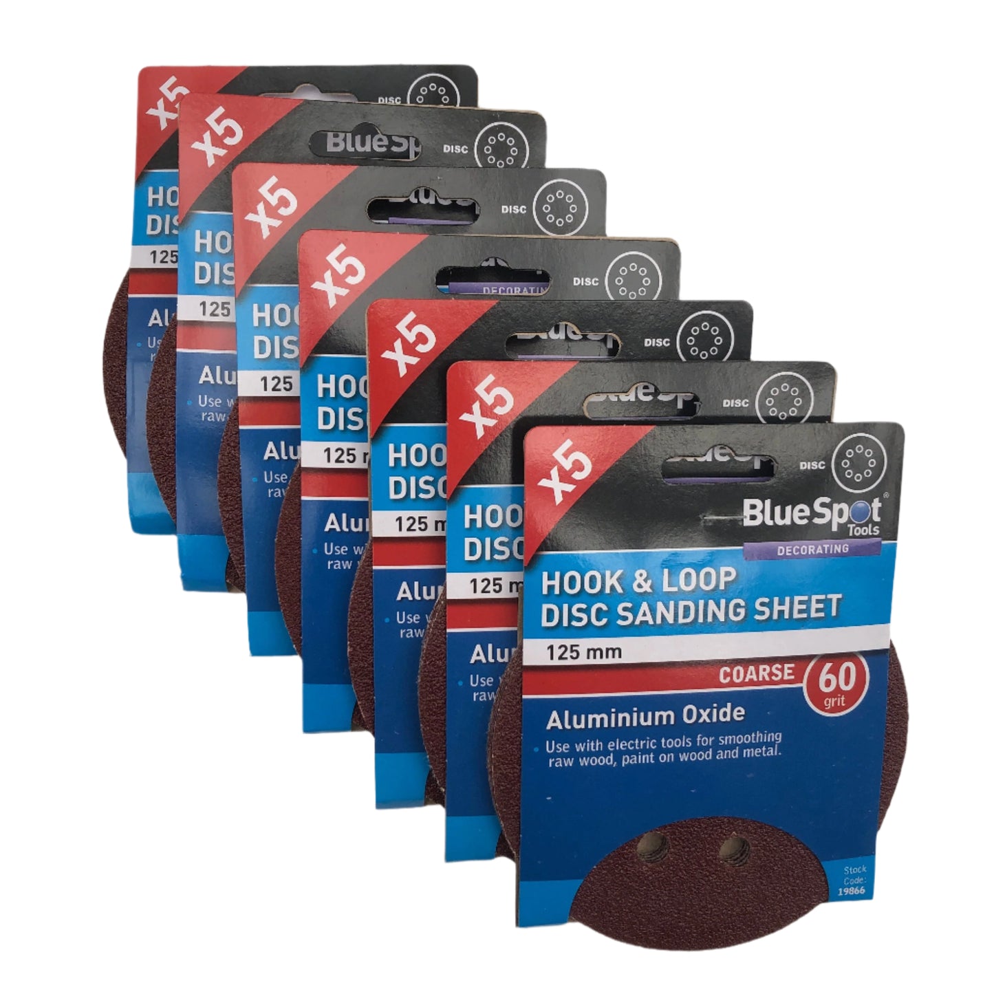 BLUE SPOT TOOLS 125MM 5 PACK 60 GRIT DISC SANDING SHEETS