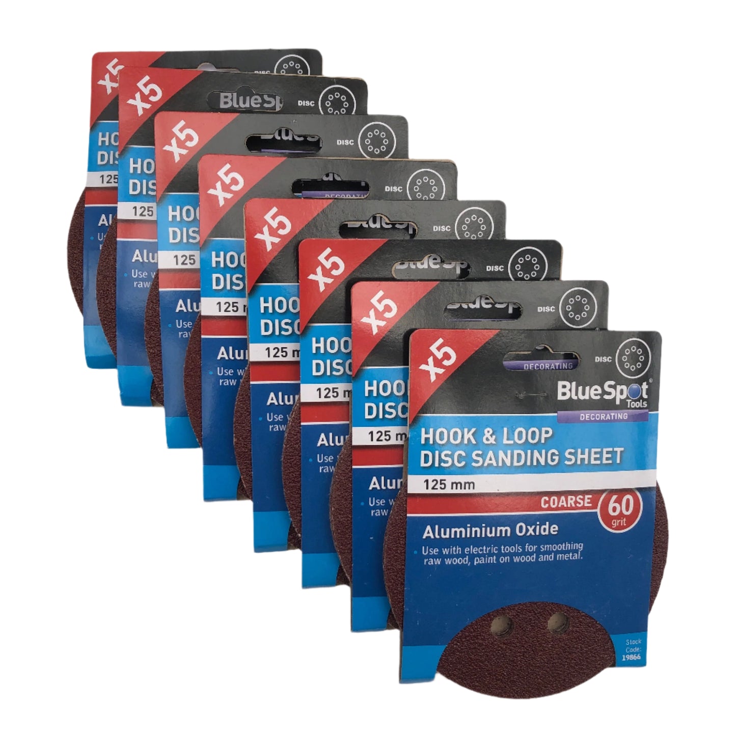 BLUE SPOT TOOLS 125MM 5 PACK 60 GRIT DISC SANDING SHEETS