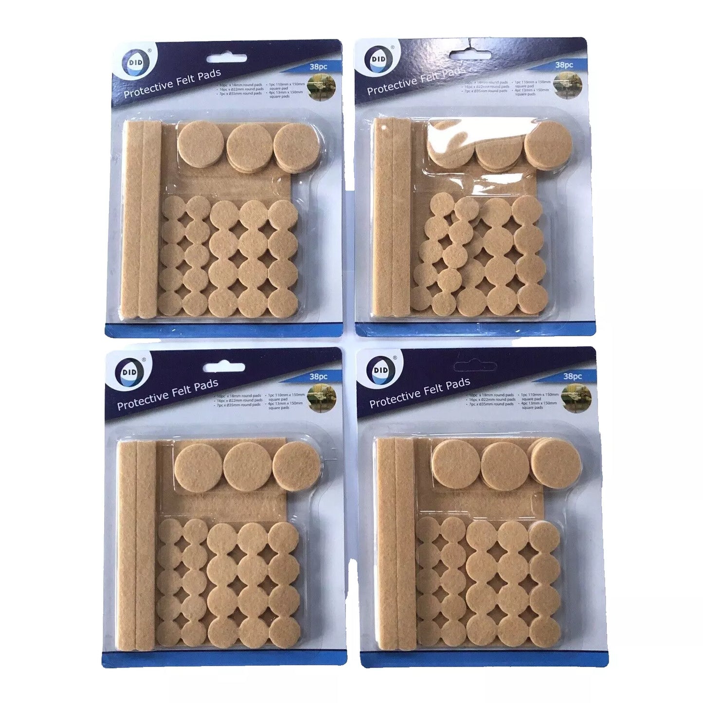 Protective Felt Pads 4x 38pc Self Adhesive Sticky Wood Furniture Floor Chair Leg