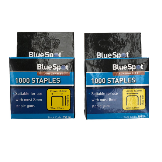 Blue Spot 8mm Crown Flat Wire Staples T50 Style Staple Gun Leg 8 Crown 10.6