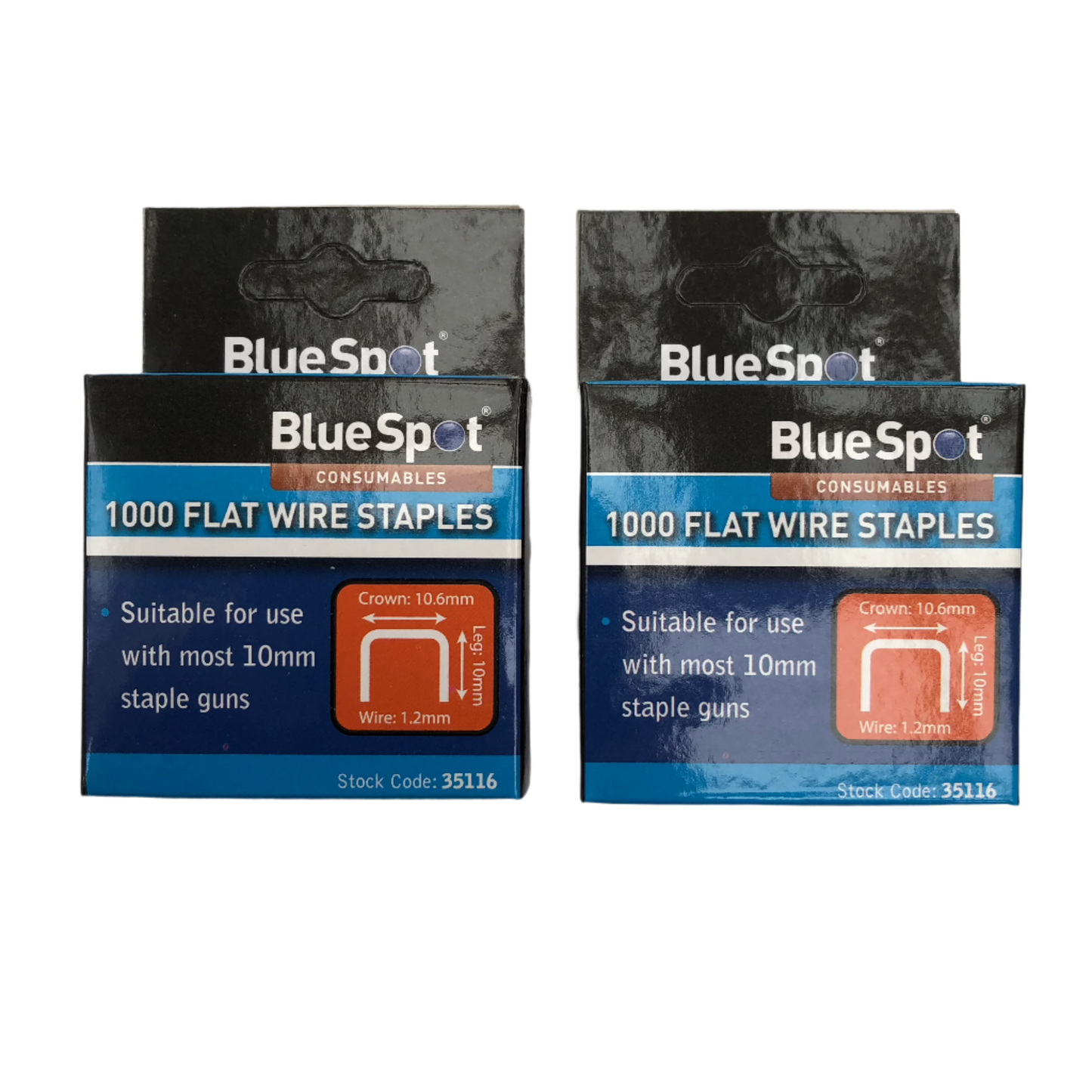 Blue Spot 10mm Crown Flat Wire Staples T50 Style Staple Gun Leg 10 Crown 10.6