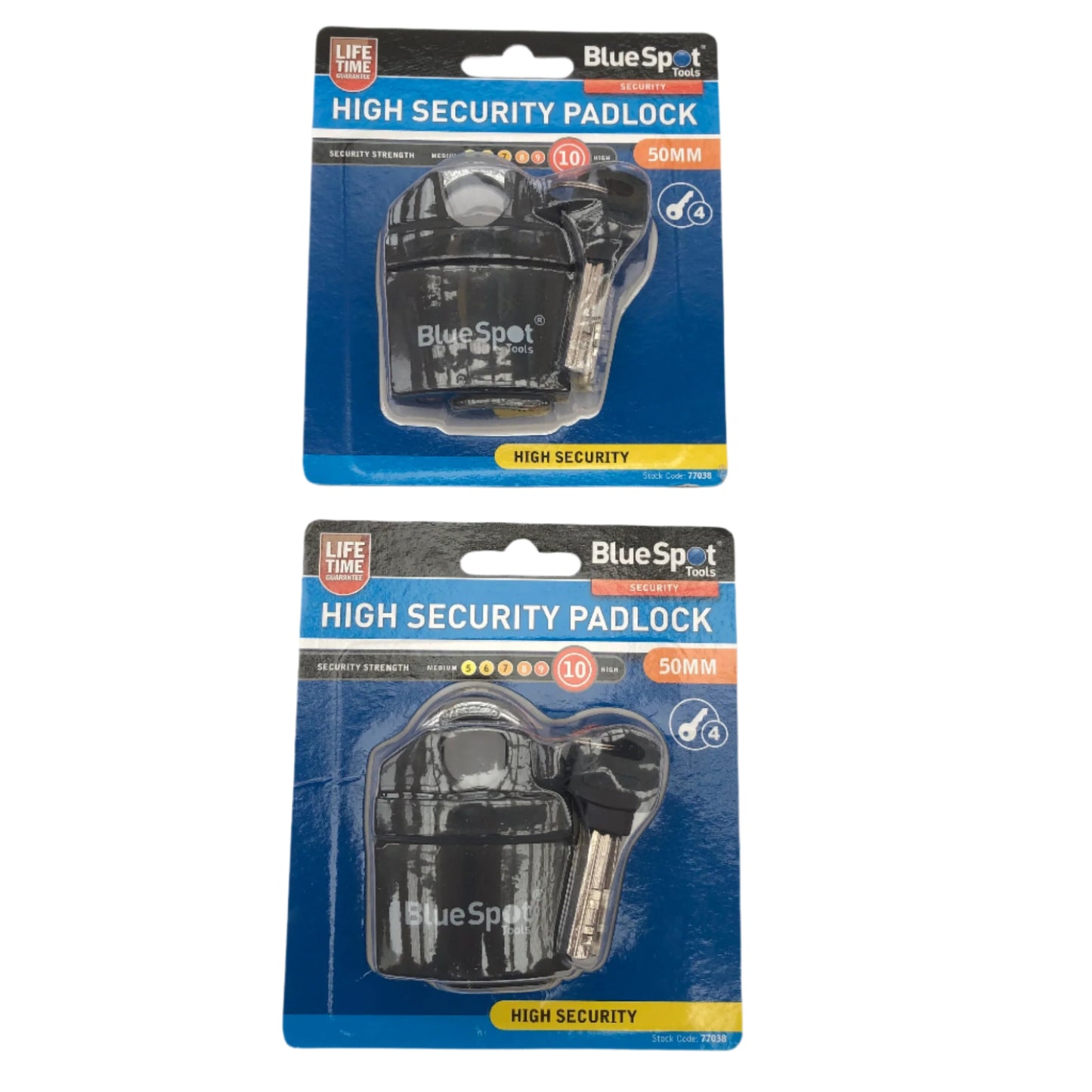 Blue Spot 50mm High Security Closed Shackle Zinc Alloy Padlock Steel Chain Door Lock 4 Key