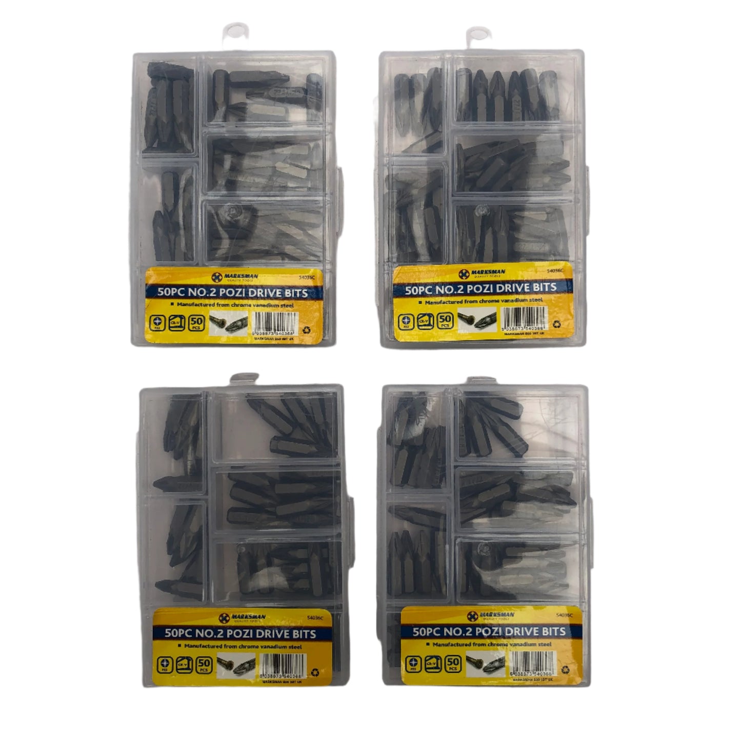 Marksman 50pc x PZ2 Pozi #2 No.2 25mm Screwdriver Drill Drive Driver Bit Set Power Tool