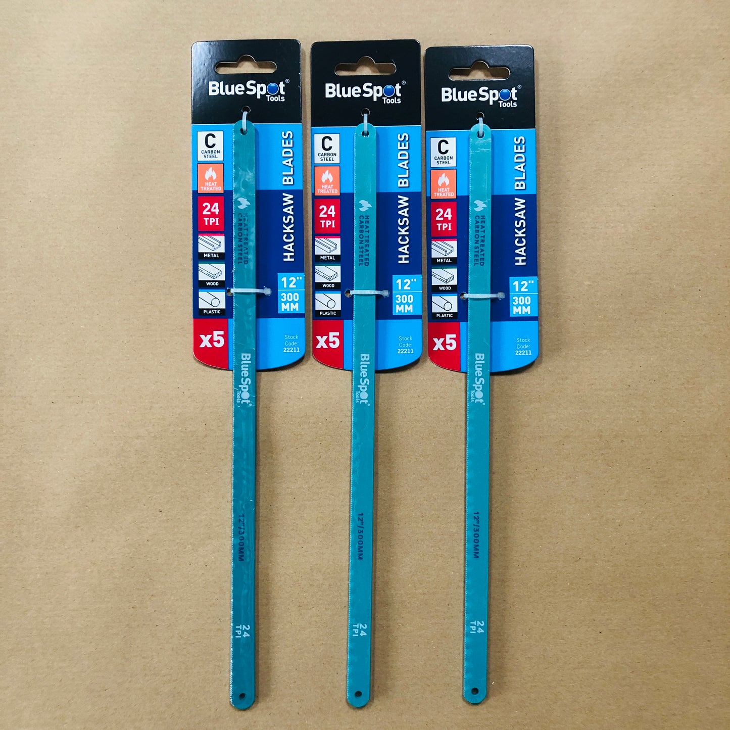 15 Pcs x 300mm 12" 24TPI Hacksaw Blades Carbon Steel Cutting Metal Plastic Wood