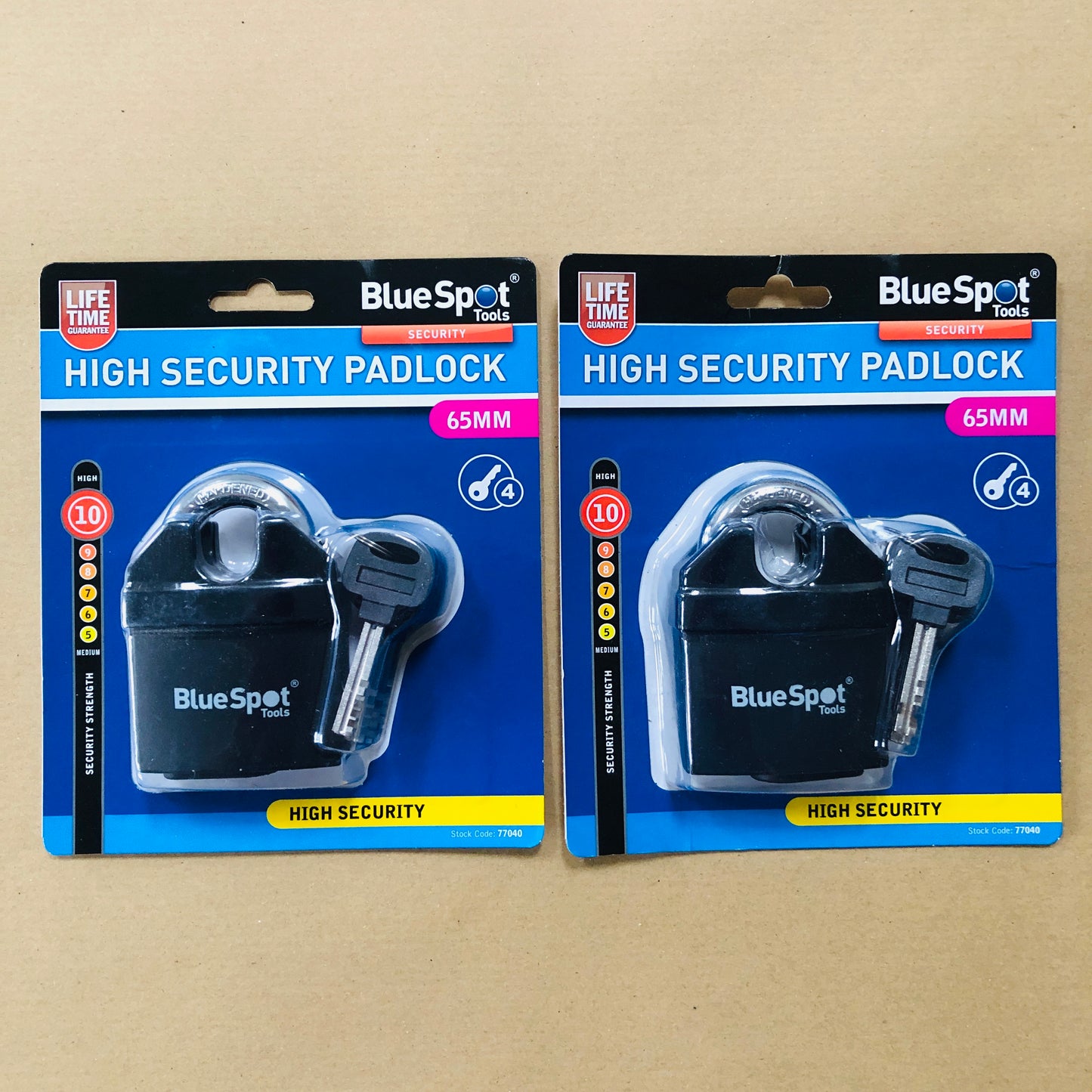 Blue Spot 65mm High Security Closed Shackle Zinc Alloy Padlock Steel Chain Door Lock 4 Key