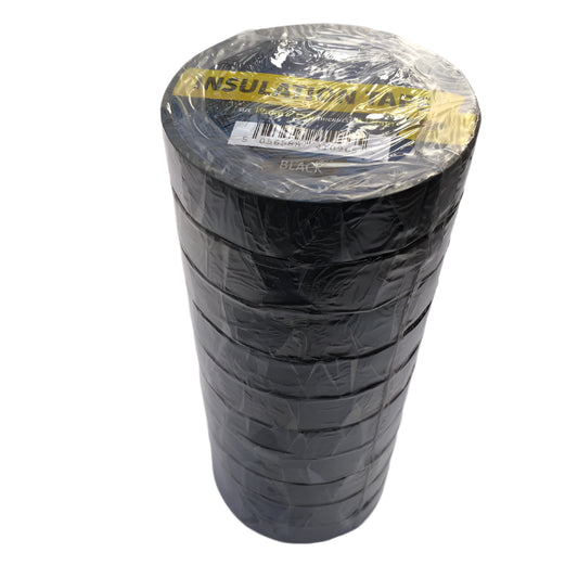 10 Rolls Of Black Electrical Pvc Insulation Insulating Tape 19mm x 33m Tapes