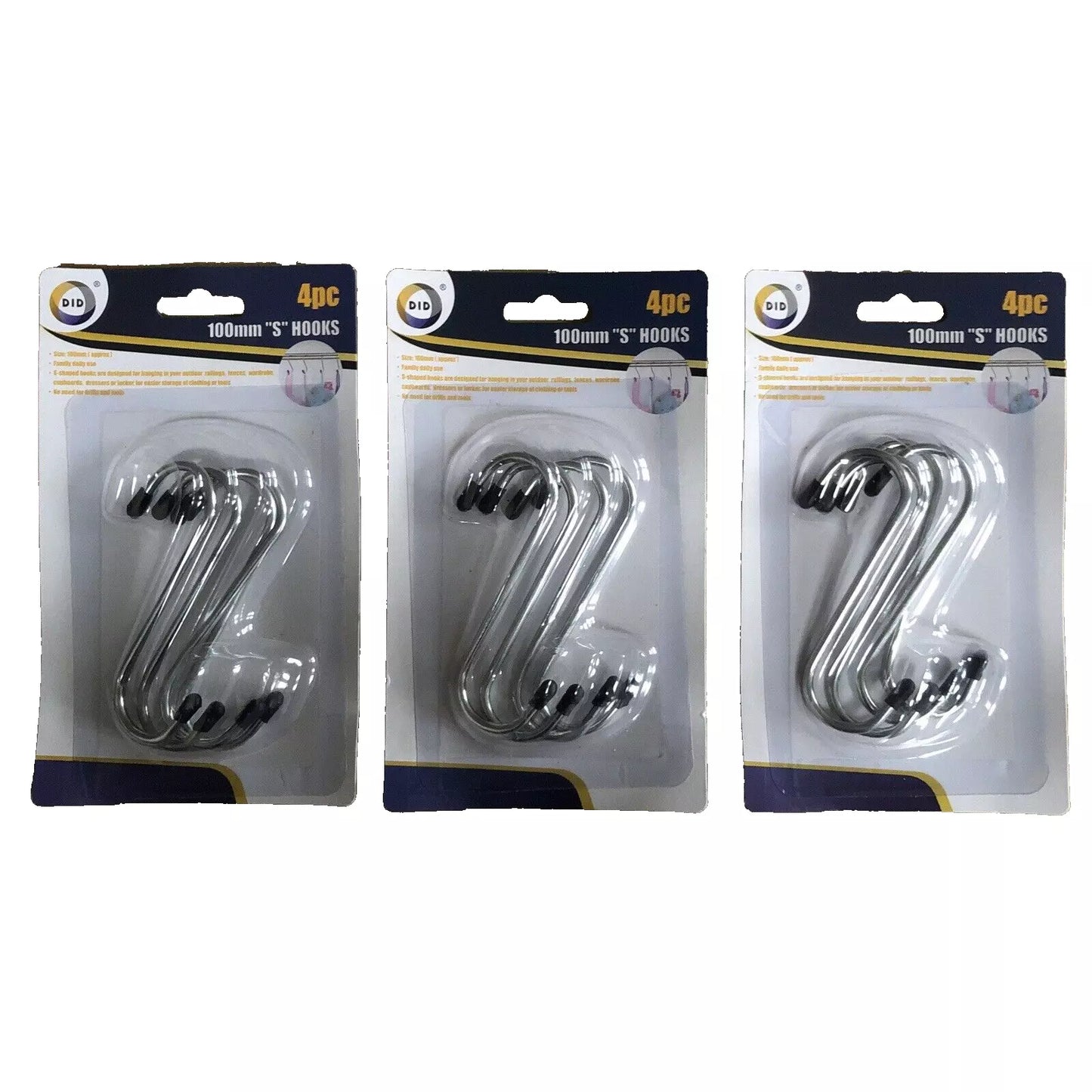 4pcs x S Hooks Steel Home Kitchen Garage Meat Pan Utensil Clothes Hanger Hanging