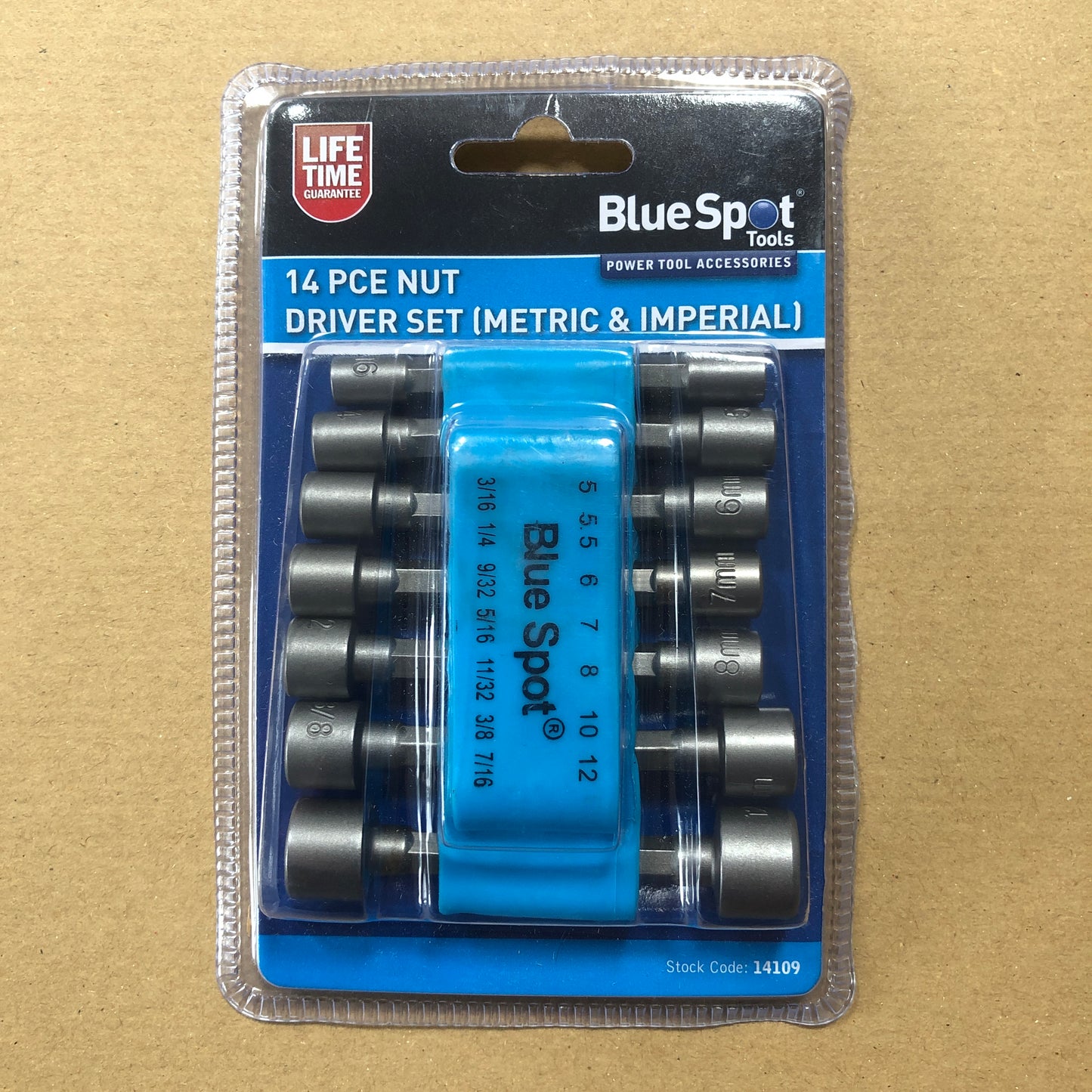 Blue Spot 14Pc Nut Driver Set Drill Driver Socket Nuts Hex Bolts Screws Metric Imperial
