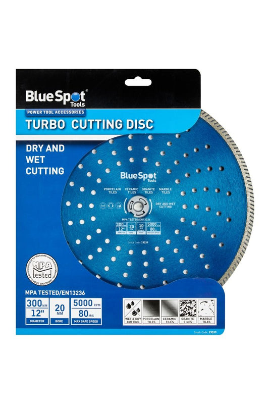 Blue Spot Turbo Diamond Cutting Disc 300mm 12"Grinder Blade Porcelain Stone Granite Marble