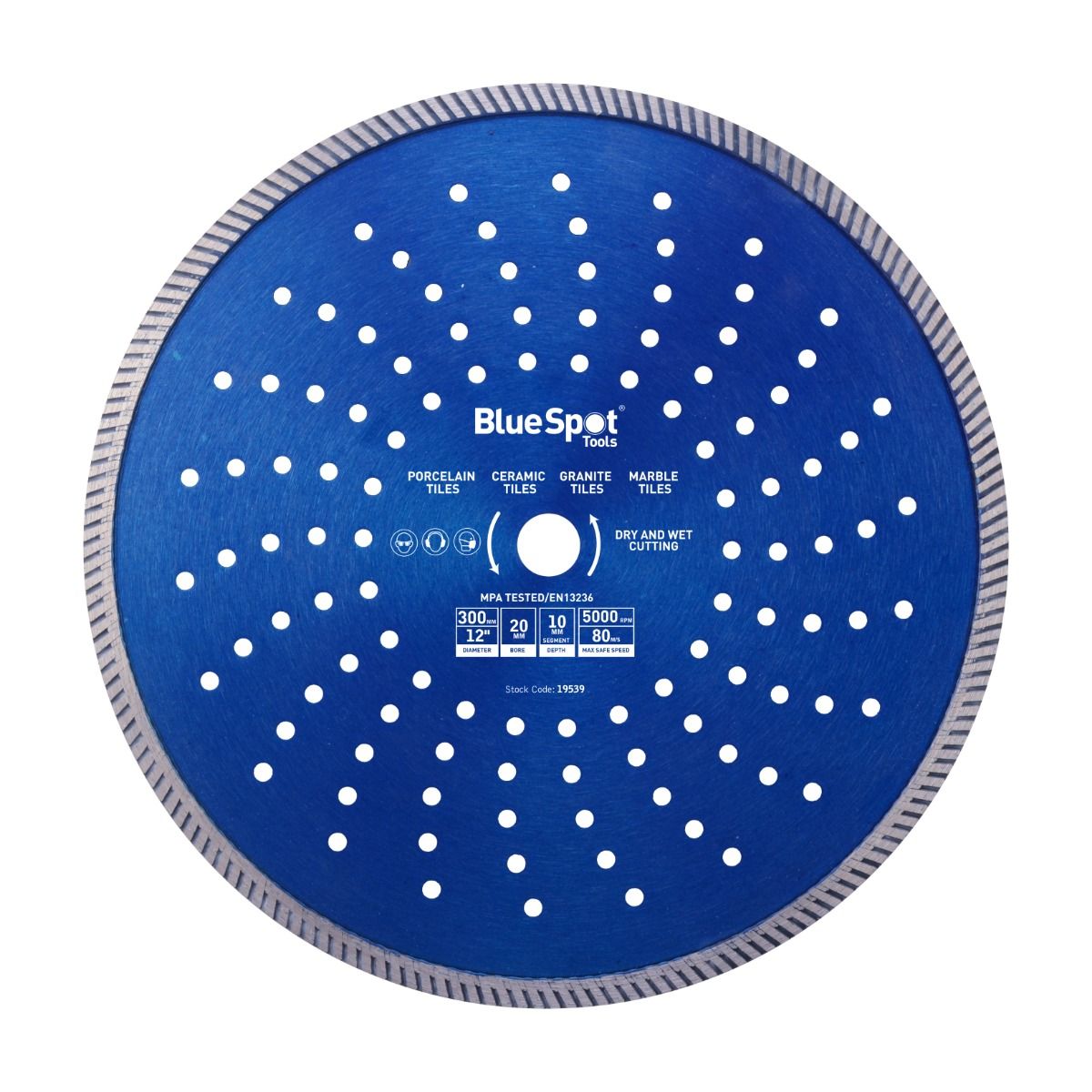 Blue Spot Turbo Diamond Cutting Disc 300mm 12"Grinder Blade Porcelain Stone Granite Marble